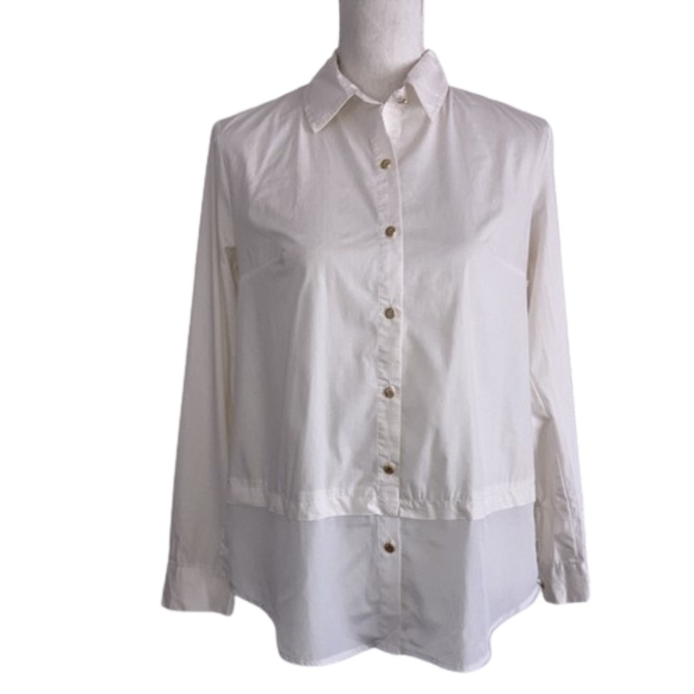 ANNE KLEIN long sleeved button down shirt collared Cotton Stretch